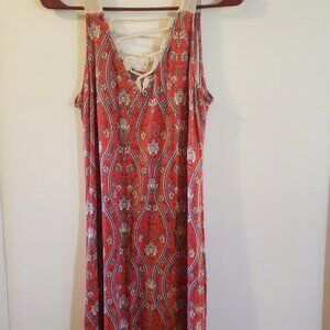 Womens red floral.maxi length.summer dress large